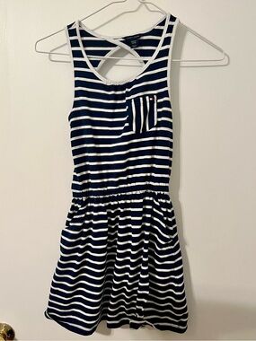 Tommy Hilfiger girls Navy and White Striped Tank Dress sz 8-10